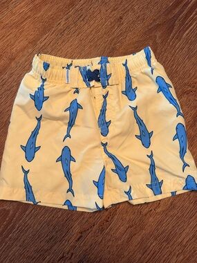 Ruggedbutts Yellow Shark-Print Swim Shorts for Kids